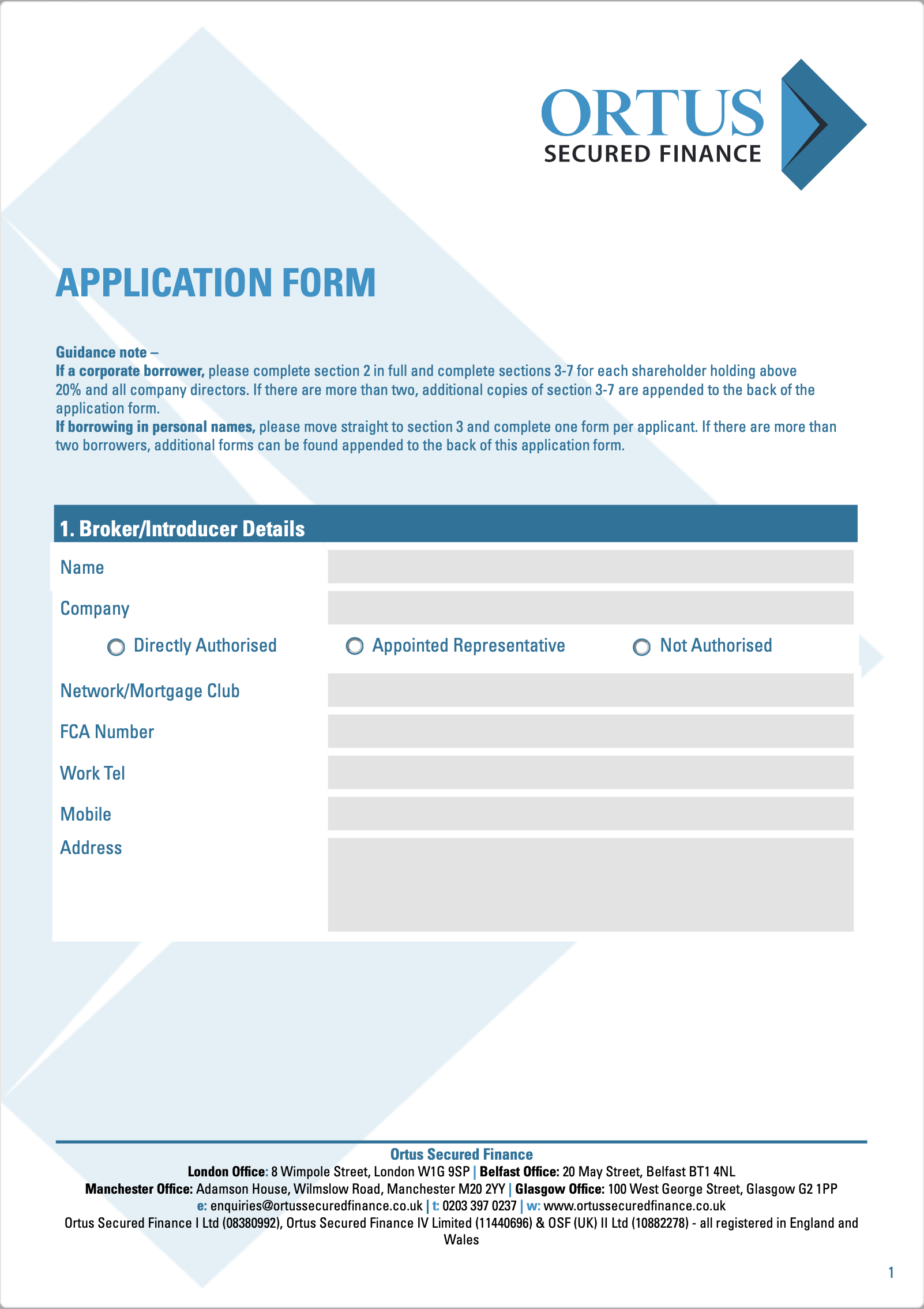 Ortus Application Form